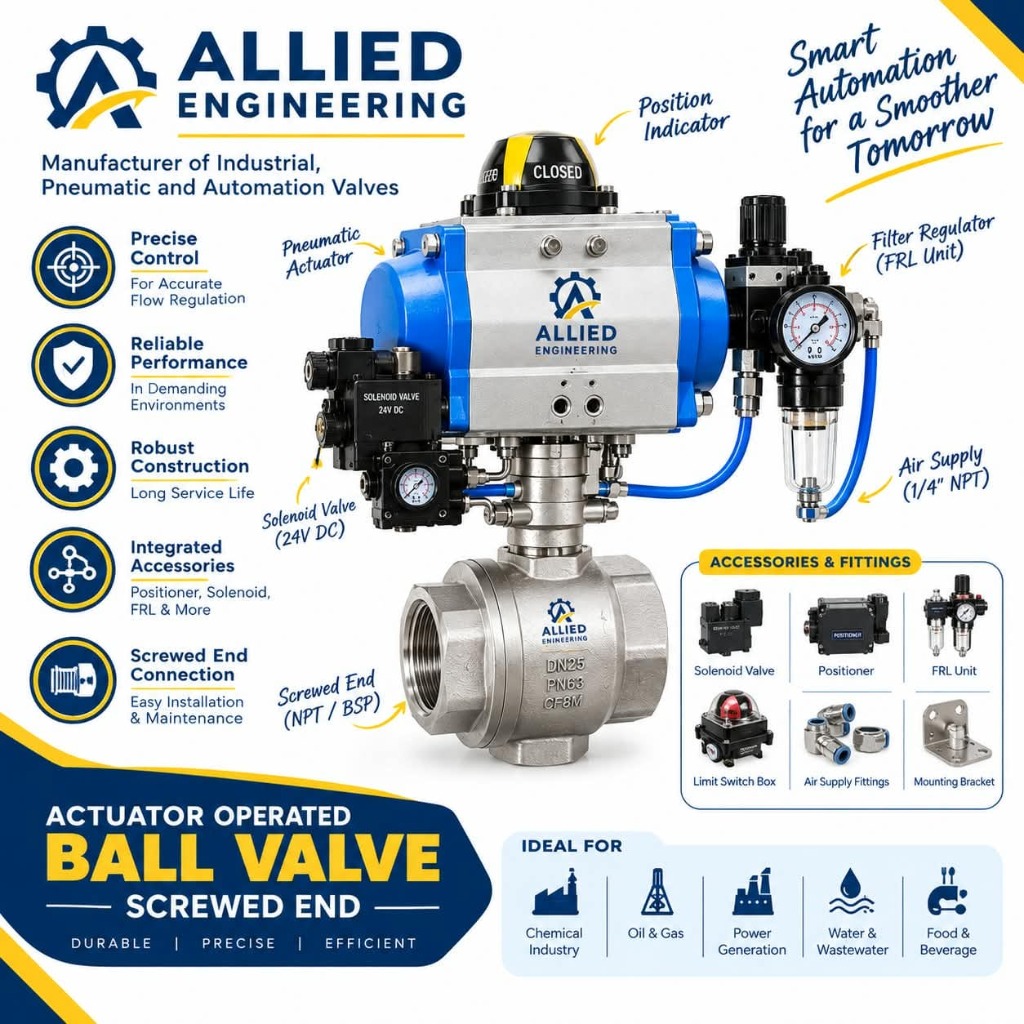 Actuator Operated Ball Valve Screwed End - Allied Engineering